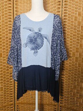 Upcycled Sea Turtle Tunic Top OS